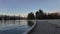 Scenic Seawall, Path and City Scape on Fall Morning. Twilight. Coal Harbour, Stanley Park.