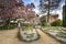 Scenic shot of beautiful landscapes in the garden in front of village houses