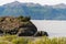 Scenic shot of big rocks on the shore of Turnagain Arm, a part of the Gulf of Alaska in Alaska, USA