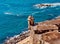 Scenic shot of the El Morro fort in Puerto Rico with a blue waterscape in the background