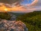 Scenic shot of Hawksbill Crag(Whitaker Point) in Newton County, Arkansas at pinky sunset