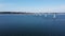 Scenic shot of the Sallingsundbroen bridge spanning over a body of glistening water