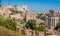 Scenic sight in the Roman Forum, with the Campidoglio Hill, the Vittoriano monument and the Settimio Severo Arch.