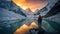 Scenic Snow Covered Mountains At Sunset: A Captivating Indian Traveler\\\'s Journey
