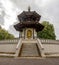 Scenic and spectacular London Peace Pagoda on the south side of Thames river, Battersea Park, London
