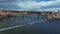 Scenic spring panoramic aerial view of the Old Town pier architecture and Charles Bridge