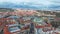 Scenic spring panoramic aerial view of the Old Town pier architecture and Charles Bridge