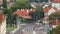 Scenic summer aerial view of the Lesser Town architecture and Charles Bridge over Vltava river timelapse in Praha