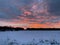 Scenic sunrise above a winter landscape in the Munich suburbs