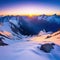 scenic sunrise in the high mountains of the