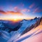 scenic sunrise in the high mountains of the