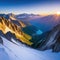 scenic sunrise in the high mountains of the