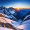 scenic sunrise in the high mountains of the