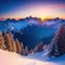 scenic sunrise in the high mountains of the