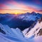scenic sunrise in the high mountains of the