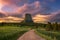 Scenic sunrise over Wyoming`s Devils Tower National monument