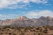 Scenic sunrise view of limestone peaks Mount Wilson, Bridge and Rainbow Mountain of Red Rock Canyon National Conservation