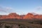 Scenic sunrise view of limestone peaks Mount Wilson, Bridge and Rainbow Mountain of Red Rock Canyon National Conservation