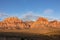 Scenic sunrise view of limestone peaks Mount Wilson, Bridge and Rainbow Mountain of Red Rock Canyon National Conservation