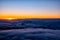 Scenic sunset over cumulonimbus clouds