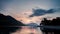 Scenic sunset sky over Buttermere Lake in Cumbria