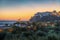 Scenic sunset at Sperlonga, a charming resort town with beautiful beaches, Italy