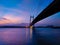 Scenic sunset at Vidyasagar Setu bridge on river Hooghly