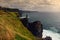 Scenic sunset view of the cliffs of moher, ireland