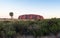 Scenic sunset view on red Uluru in NT central outback Australia