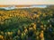 Scenic top down view of mixed forest in Finnish countryside