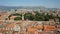 Scenic top view of the city from the bell tower, roofs of houses and church in old town, beautiful cityscape, sunny day, Split,