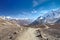 A scenic trail to the lake Tilicho in Nepal