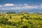 Scenic Tuscany landscape with rolling hills and valleys