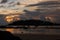 Scenic twilight view at water and cloudy sky