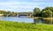 A scenic view of am ached bridge and river Dee in a beautiful sunny day, Aberdeen