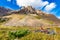 Scenic view of Alaskan Flattop Glen Alps with mountain bikes