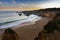 Scenic view of the Alemao Beach Praia do Alemao at sunset, in Portimao