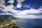Scenic view of Amalfi Coast, sea, sky and clouds from Ravello, Italy