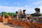 Scenic View Ancient Buddhist Temple Ruins and Fractured Buddha Statues at Wat Chaiwatthanaram in The Historic City of Ayutthaya, T