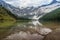Scenic view of Avalanche Lake and glaciers