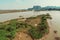 Scenic view of beautiful karst scenery and rice paddy fields