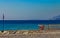 Scenic view of a beautiful Mediterranean beach in the town of Ventimiglia in Liguria Italy