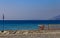 Scenic view of a beautiful Mediterranean beach in the town of Ventimiglia in Liguria Italy