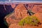 Scenic view of beautiful rock formation called Horseshoe Bend in Arizona, US