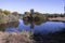 Scenic view of the blue lake in Big Swamp Bunbury Western Australia in spring.