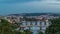 Scenic view of bridges on the Vltava river day to night timelapse and of the historical center of Prague: buildings