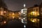 Scenic view of buildings along a canal in the historic city of Schiedam, Netherlands