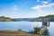 Scenic view on the Butoniga reservoir lake on a summer sunny day