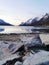 Scenic view of a calm Fjord lake in Ersfjordbotn in Norway