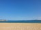 Scenic View Of Calm Sea Against Clear Sky. Beach and sea. Waves on the beach.